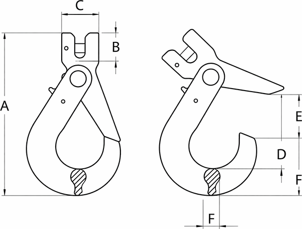 Desenho técnico — Gancho Clevis com Trava