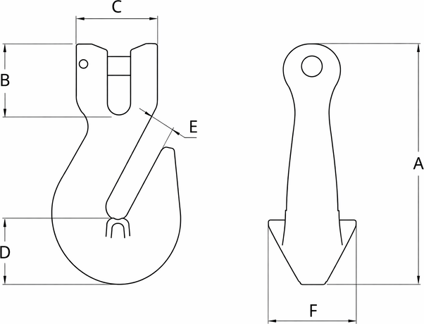 Desenho técnico — Gancho Clevis Encurtador