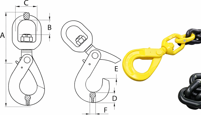 Desenho técnico — Gancho Giratório com Trava